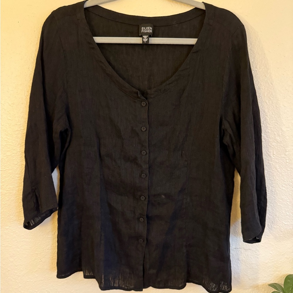 EILEEN FISHER Linen/Cotton 3/4 Top